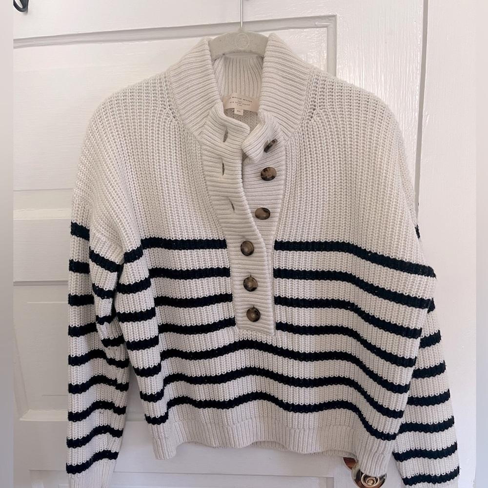 Sezane Lucas Sweater in Navy Stripe